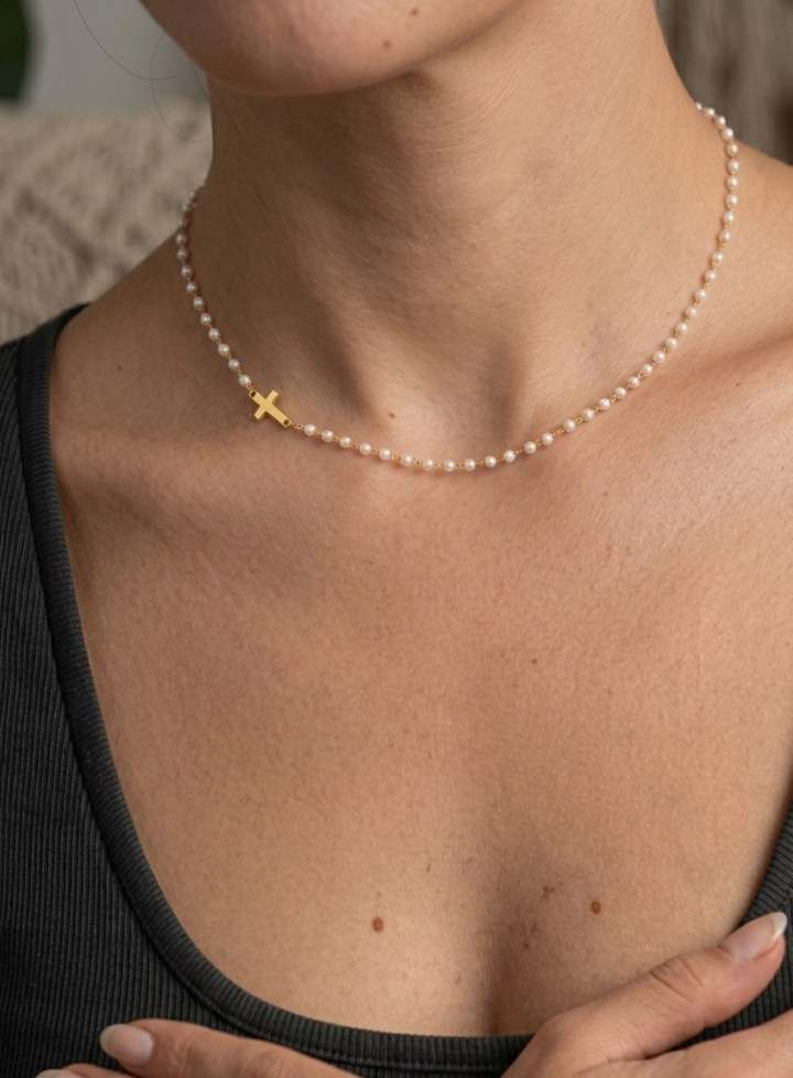 Cross & Pearl Necklace
