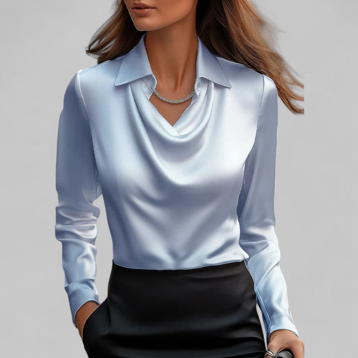 The Scarlett Sovereign | Women’s Elegant Long Sleeve Satin Blouse