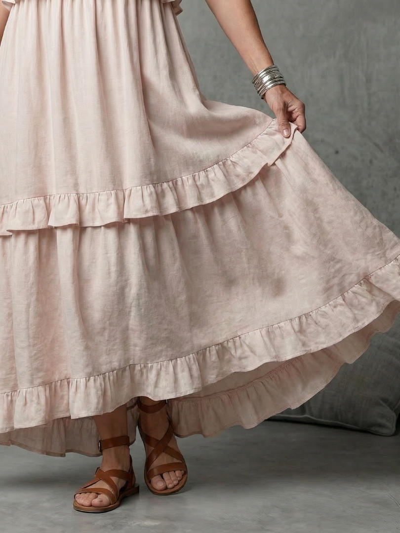 Katya | Tiered Ruffle Halter Maxi Dress