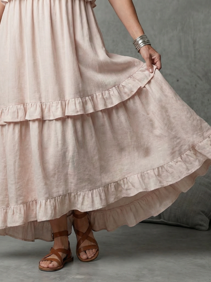 Katya | Tiered Ruffle Halter Maxi Dress