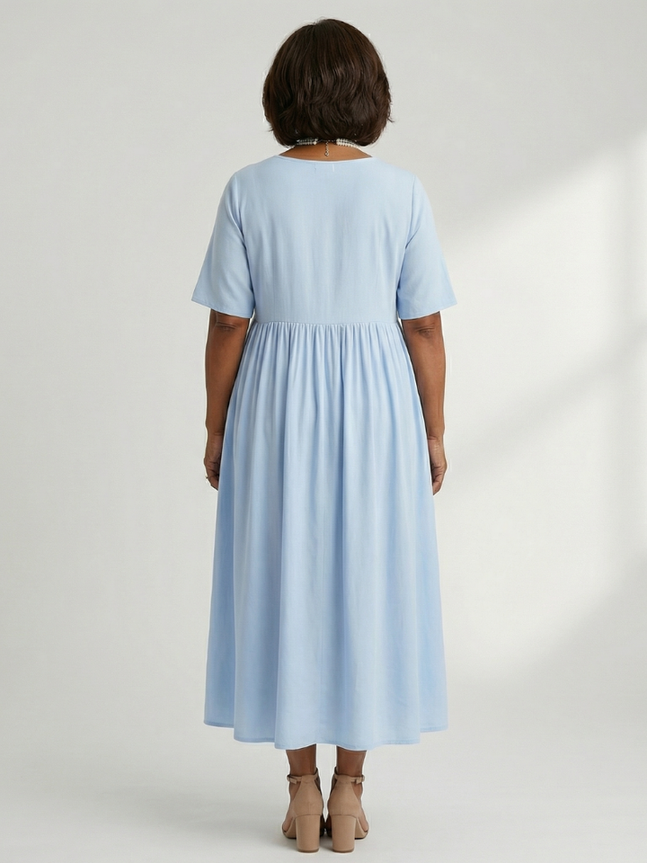 Cira | Simple Gather Midi Dress