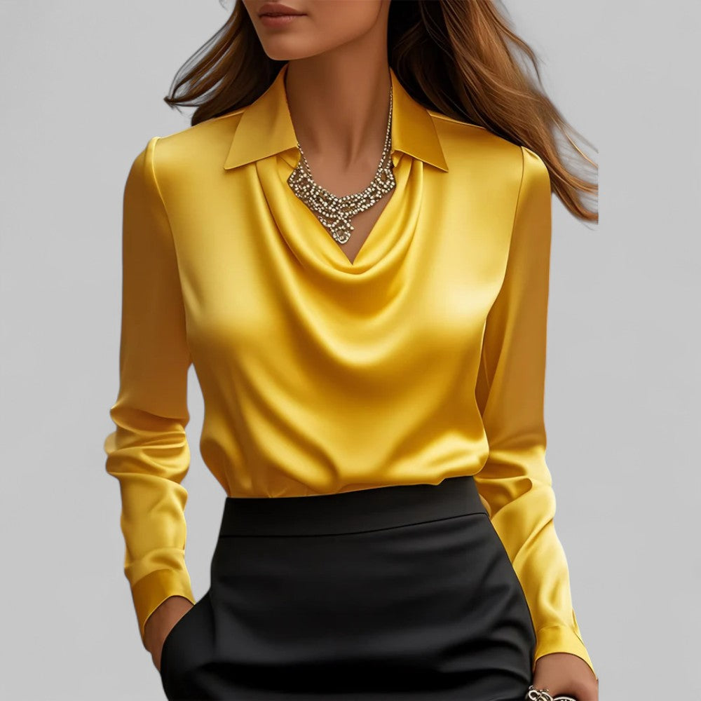 The Scarlett Sovereign | Women’s Elegant Long Sleeve Satin Blouse