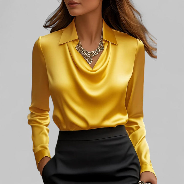 The Scarlett Sovereign | Women’s Elegant Long Sleeve Satin Blouse