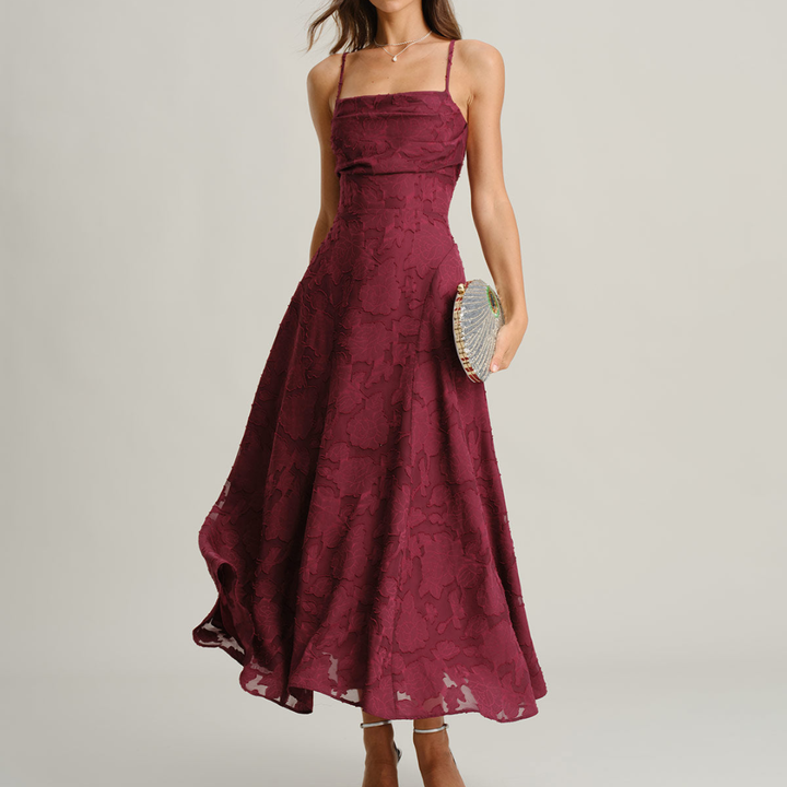 Felicity | Textured Jacquard Open-Back Maxi Dress