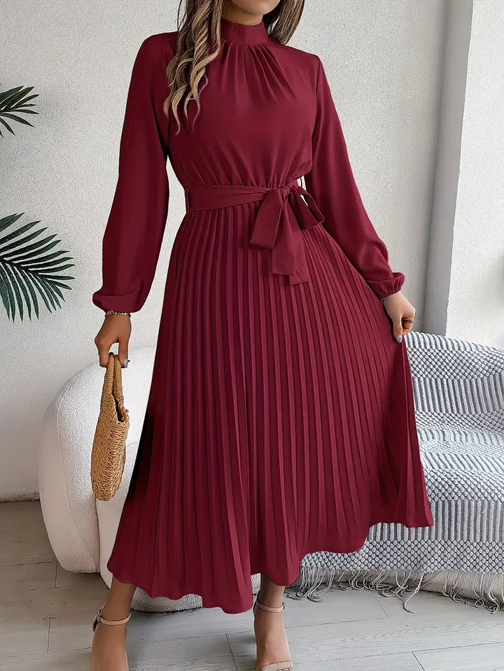 The Jasmine Regent | Women’s Long-Sleeve Pleated Belted Dress