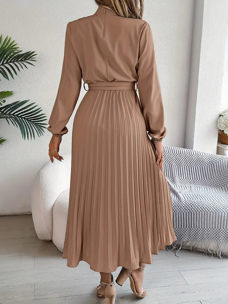 The Jasmine Regent | Women’s Long-Sleeve Pleated Belted Dress