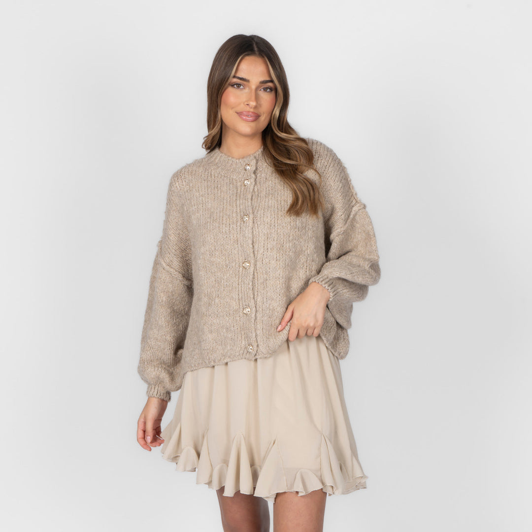Elara | Oversized Gold-Accent Cardigan