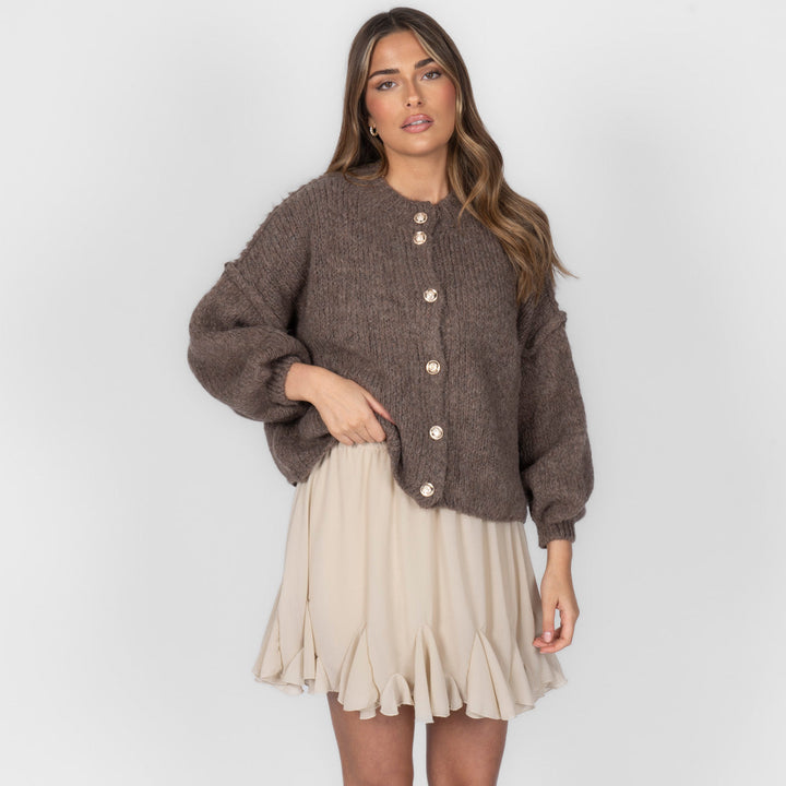 Elara | Oversized Gold-Accent Cardigan