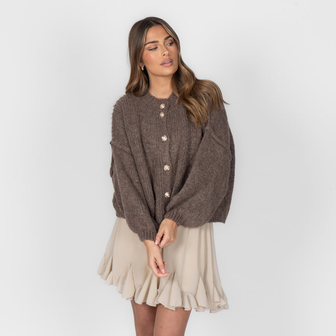 Elara | Oversized Gold-Accent Cardigan