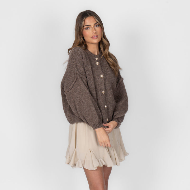 Elara | Oversized Gold-Accent Cardigan