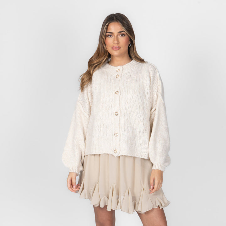 Elara | Oversized Gold-Accent Cardigan