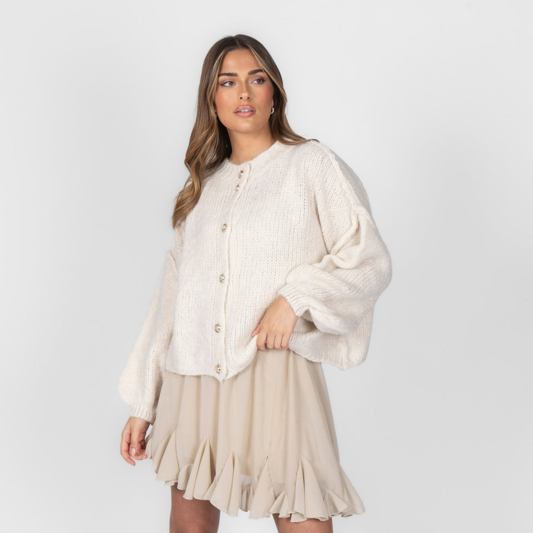 Elara | Oversized Gold-Accent Cardigan