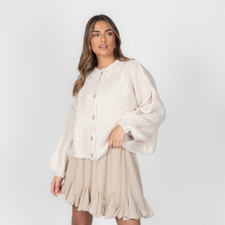 Elara | Oversized Gold-Accent Cardigan
