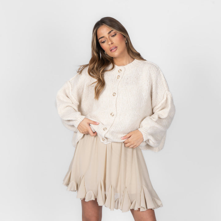 Elara | Oversized Gold-Accent Cardigan