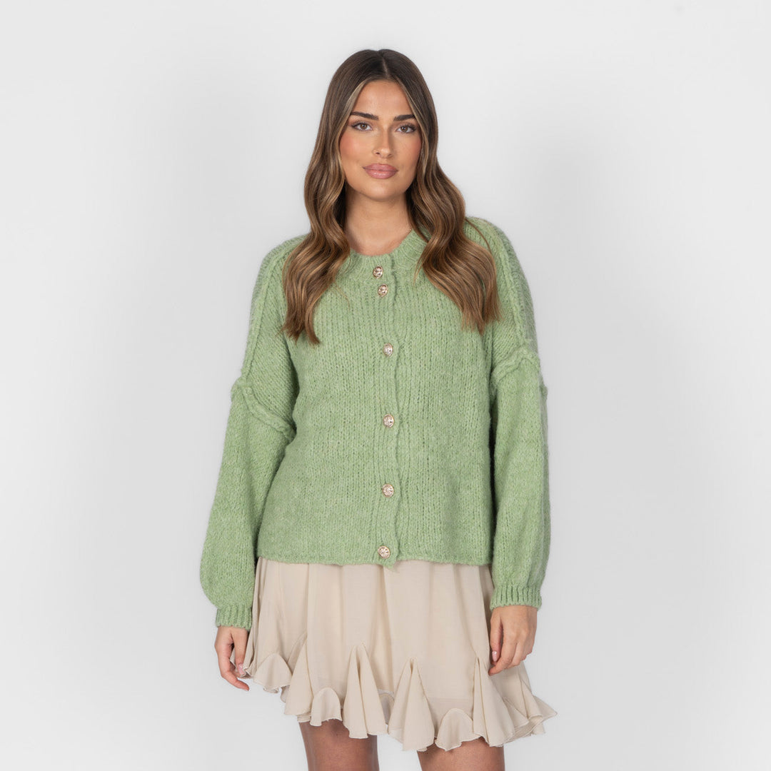 Elara | Oversized Gold-Accent Cardigan