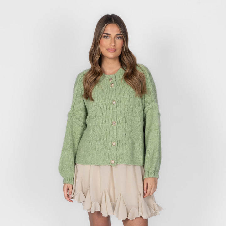 Elara | Oversized Gold-Accent Cardigan
