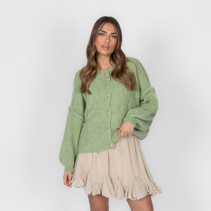 Elara | Oversized Gold-Accent Cardigan