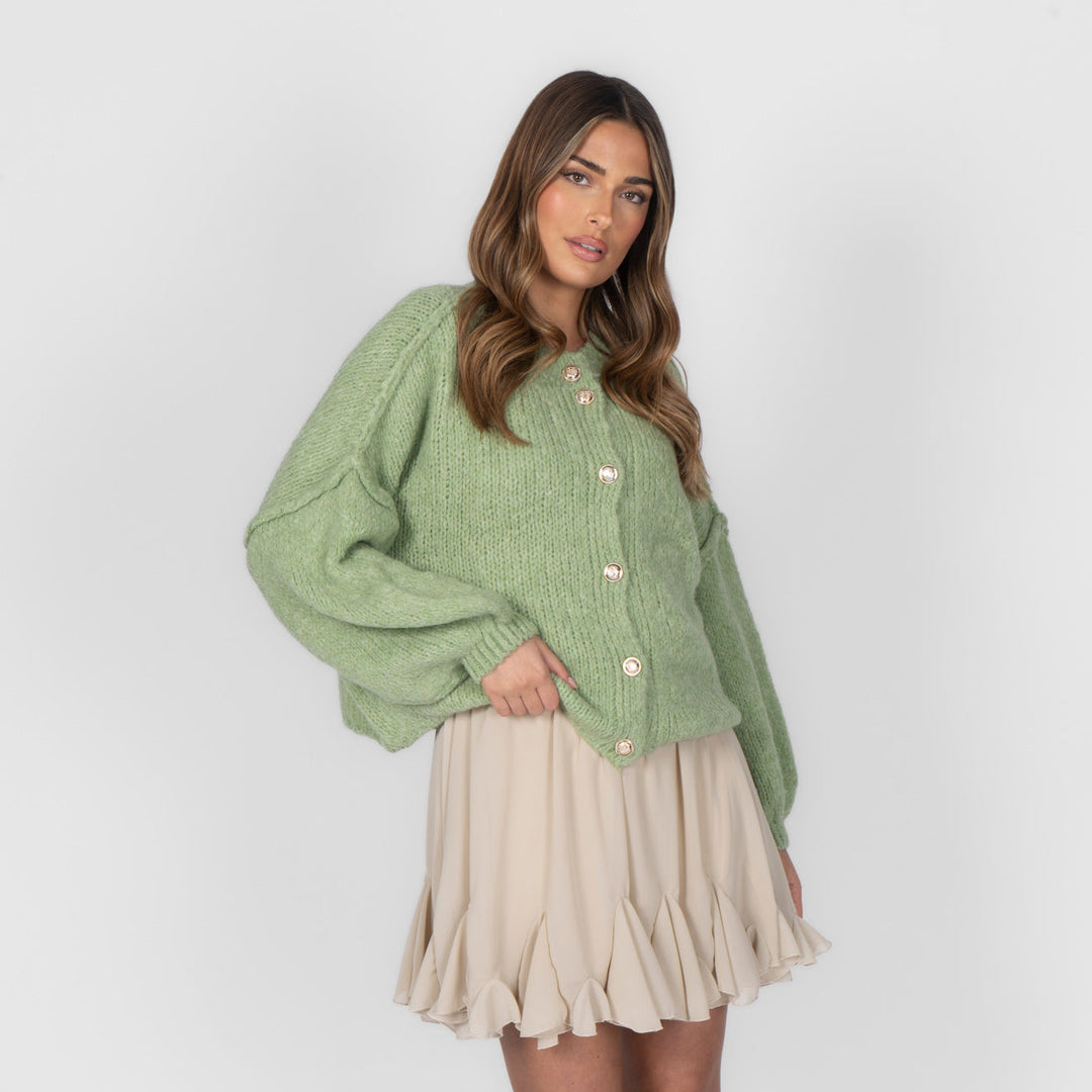 Elara | Oversized Gold-Accent Cardigan