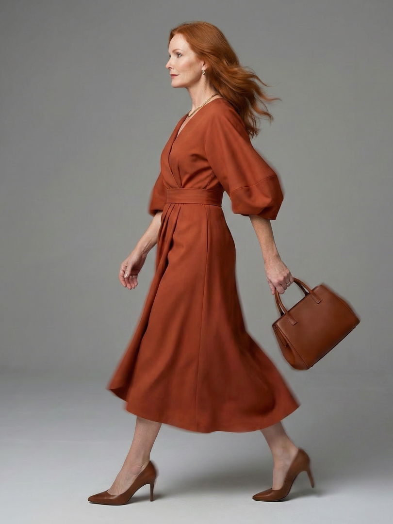 Berylla | Sculpted Waist Panel Midi Dress