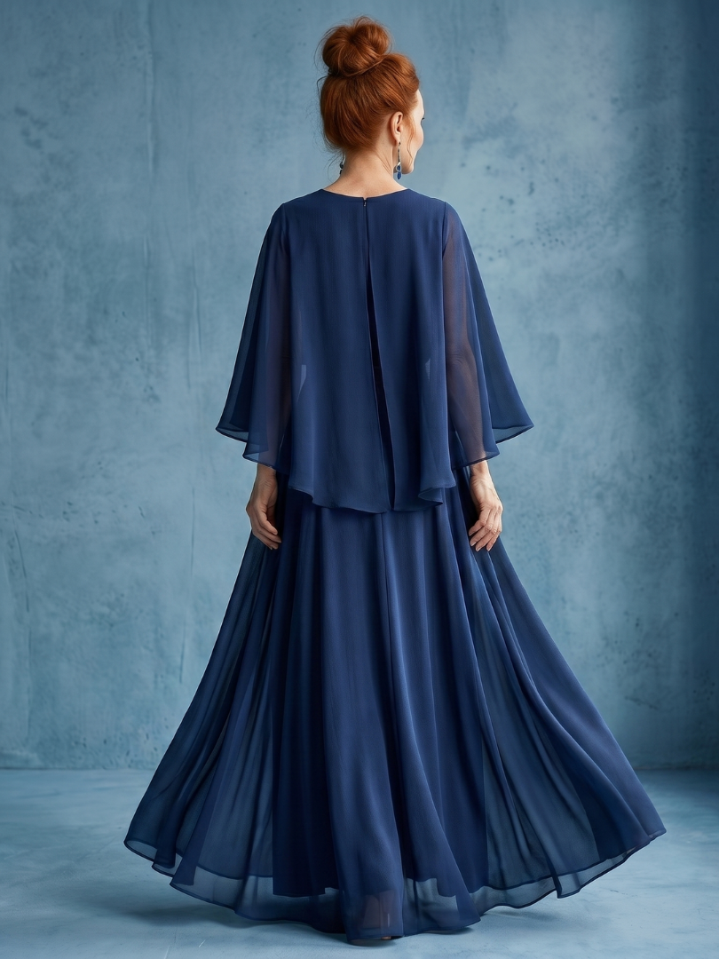 Destina | Layered Sleeve Drape Waist Midi Dress