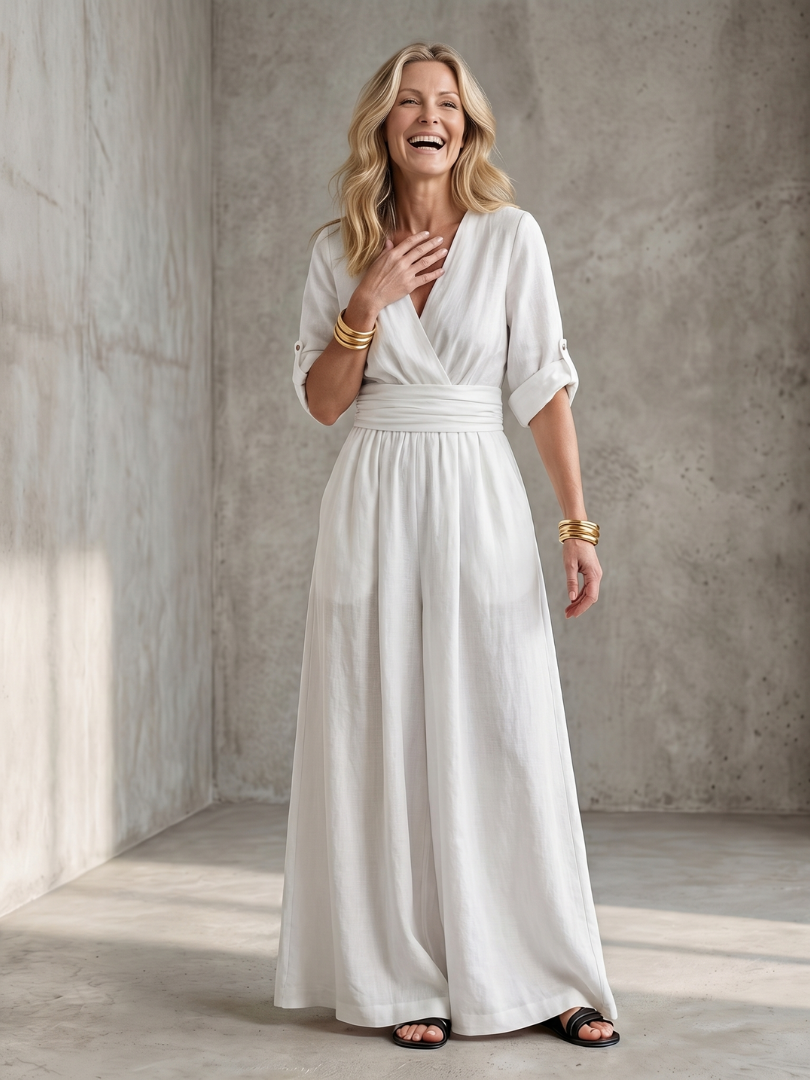 Vanda | Cross Front Wide Leg Jumpsuit