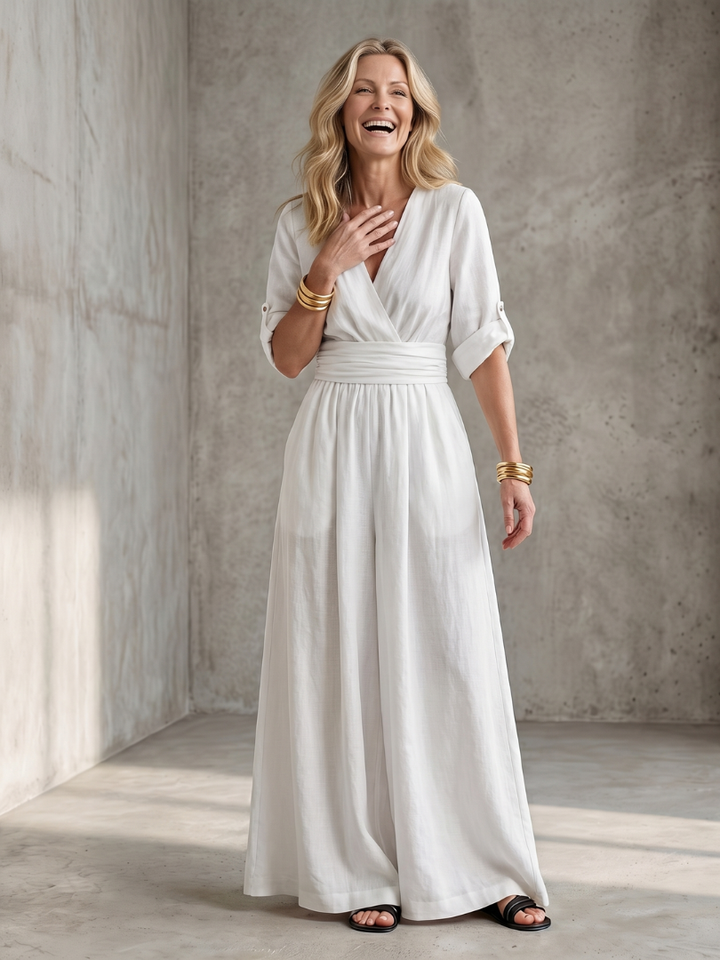 Vanda | Cross Front Wide Leg Jumpsuit