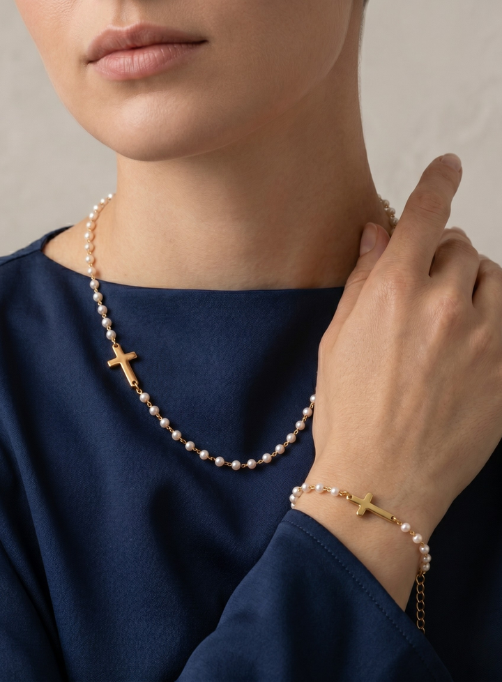 Cross and Pearl Set
