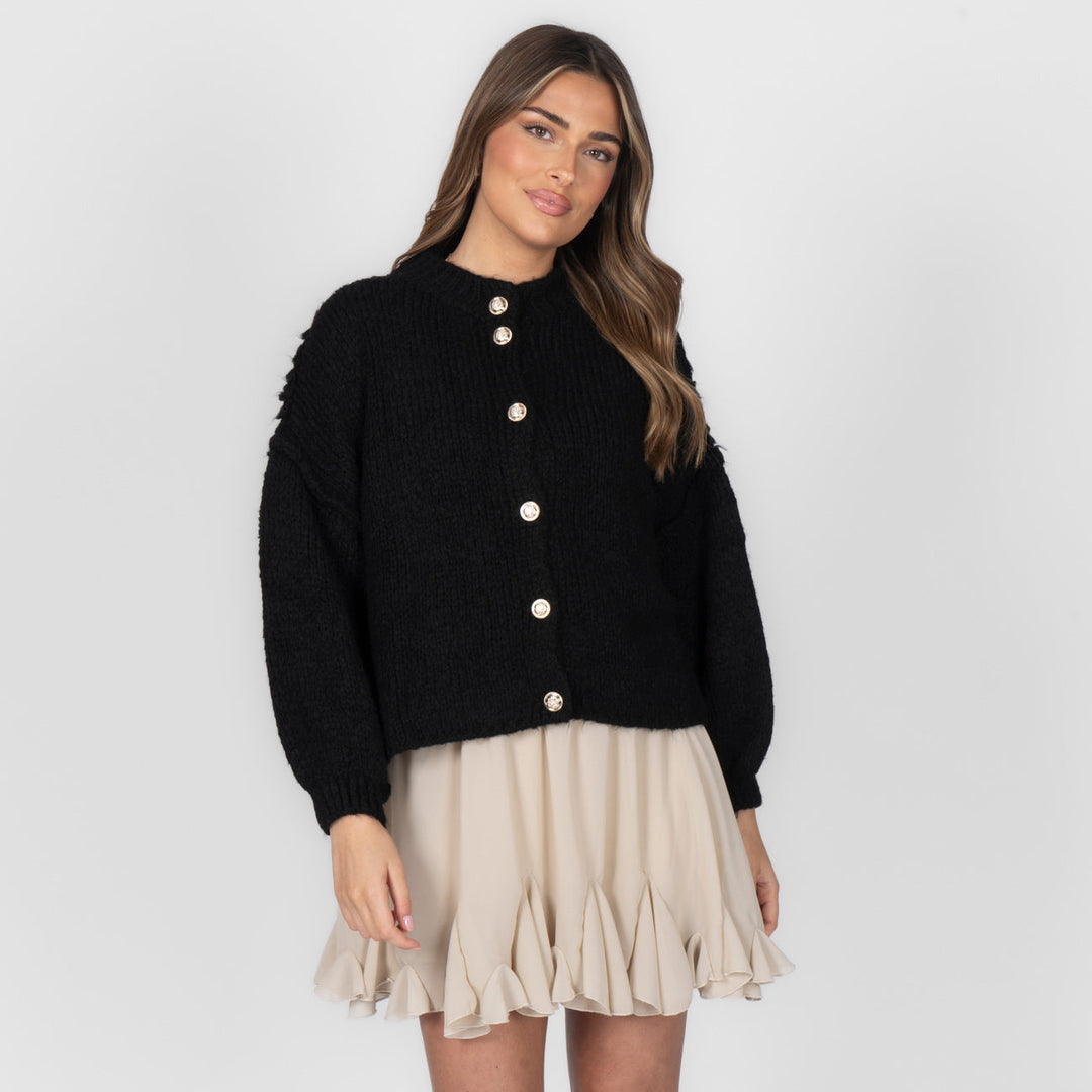 Elara | Oversized Gold-Accent Cardigan