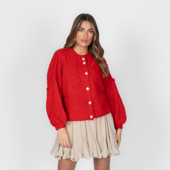 Elara | Oversized Gold-Accent Cardigan