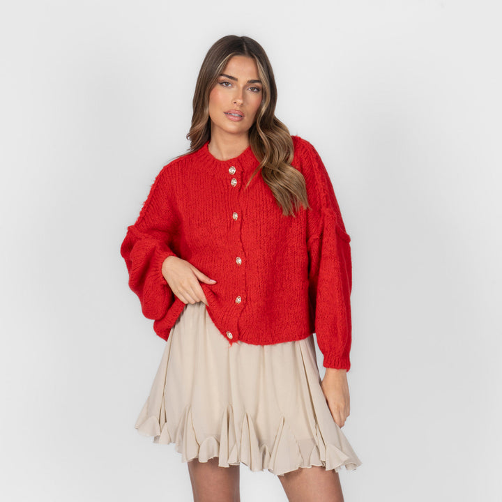 Elara | Oversized Gold-Accent Cardigan