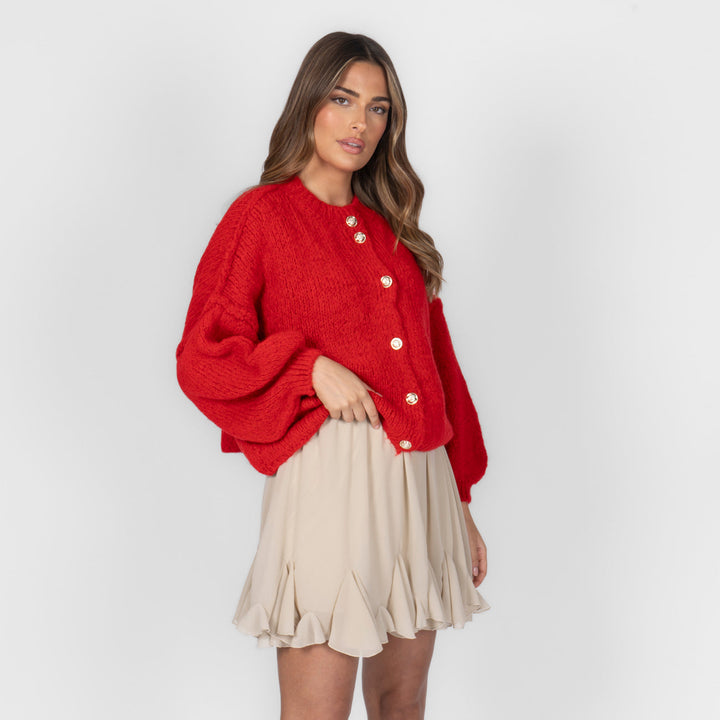 Elara | Oversized Gold-Accent Cardigan
