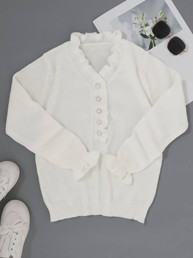 The Darcey Regent | Ruffle Blouse with Decorative Buttons