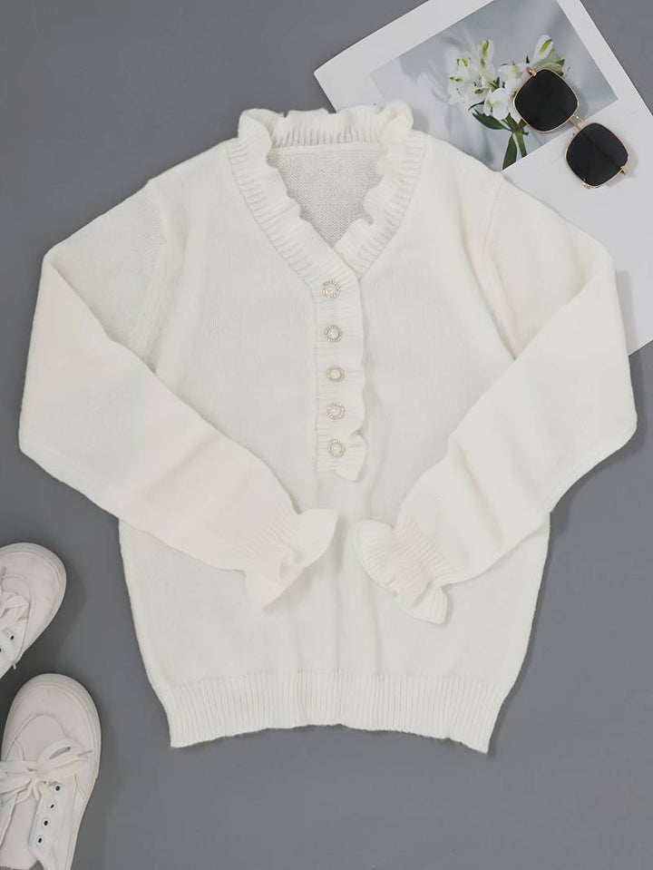 The Darcey Regent | Ruffle Blouse with Decorative Buttons