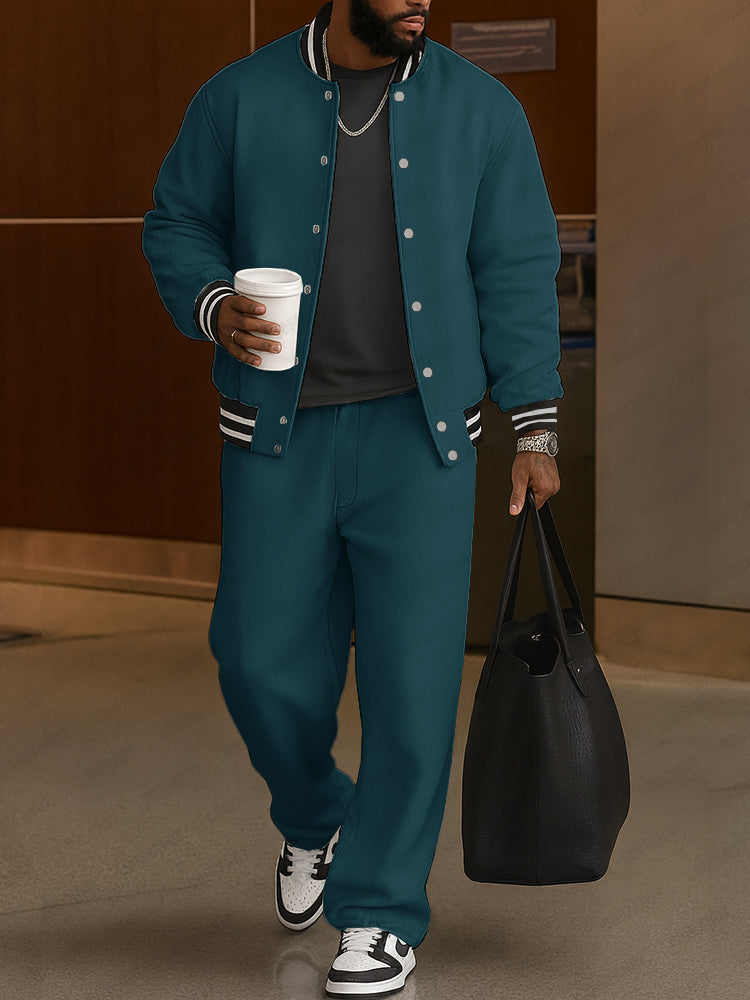 The Sterling Varsity | Striped Trim Lounge Set