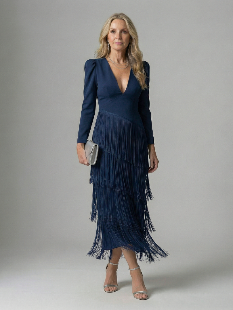 Norell | Fringe Layer Midi Dress