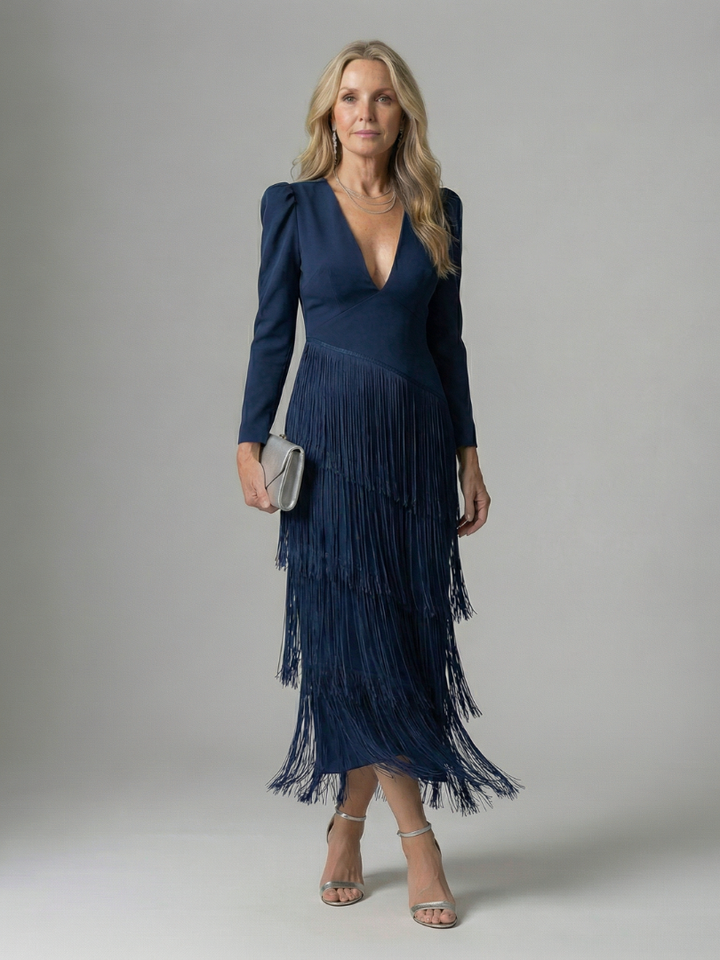 Norell | Fringe Layer Midi Dress