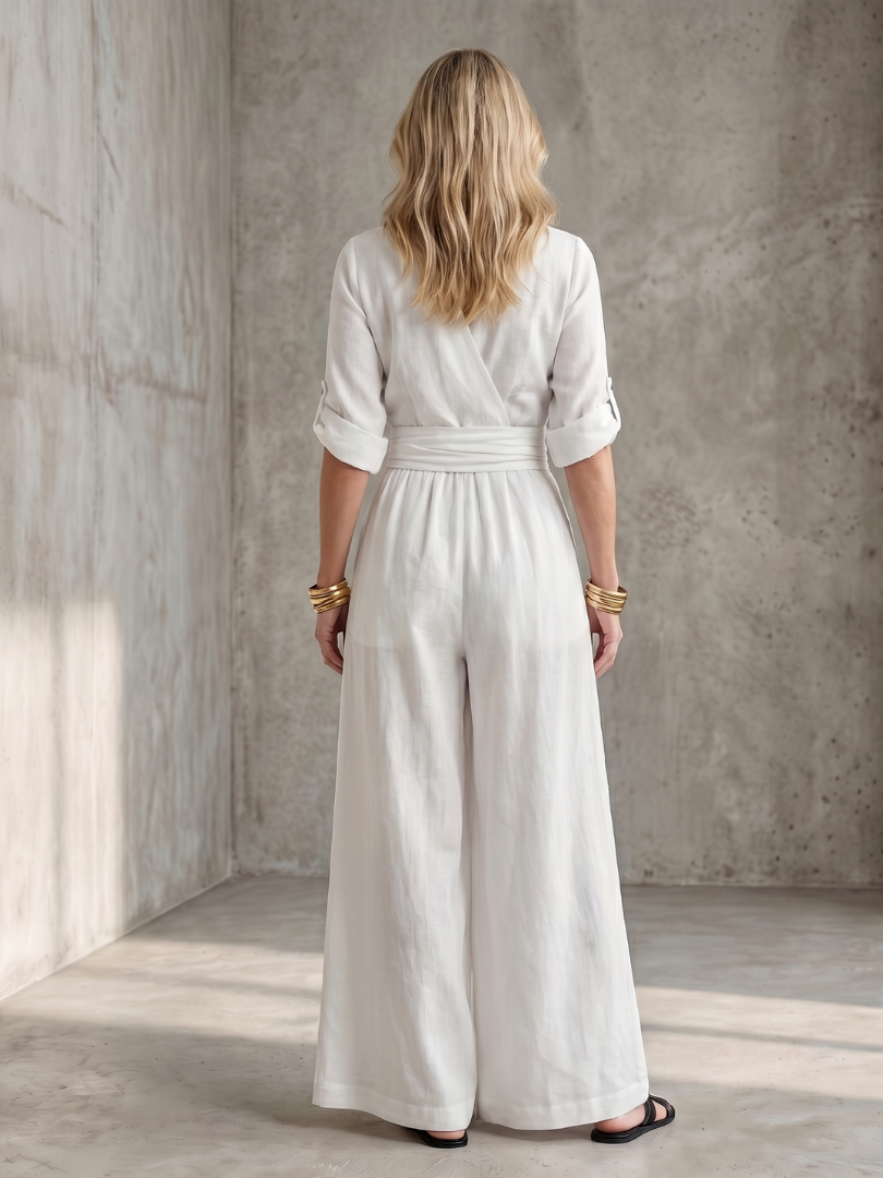 Vanda | Cross Front Wide Leg Jumpsuit