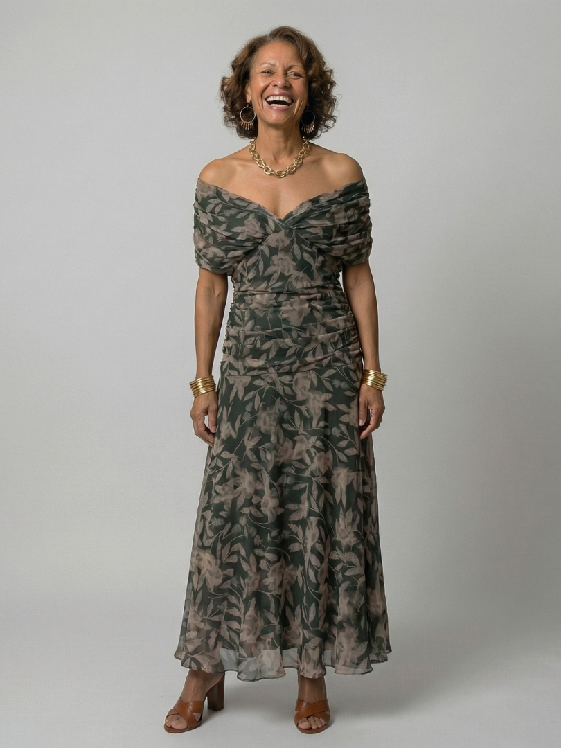 Vivienne | Off Shoulder Flow Midi Dress