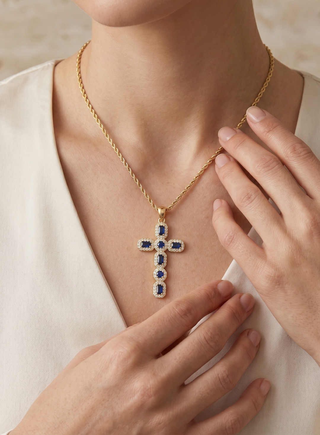 Elegant Zirconia Cross Necklace