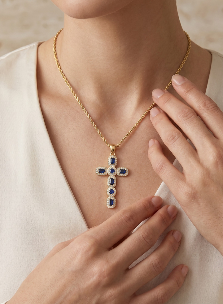 Elegant Zirconia Cross Necklace