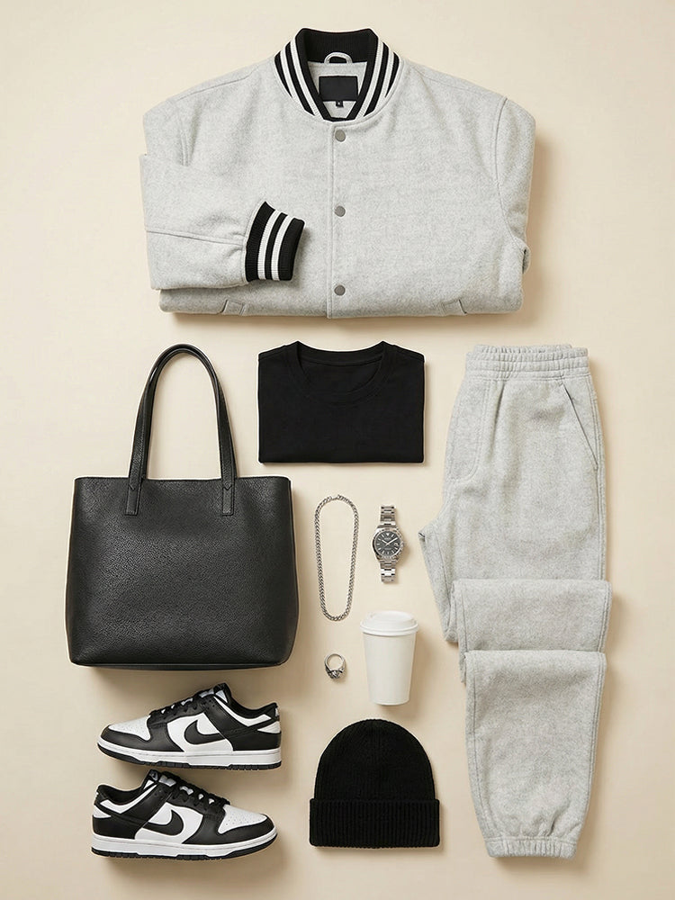 The Sterling Varsity | Striped Trim Lounge Set
