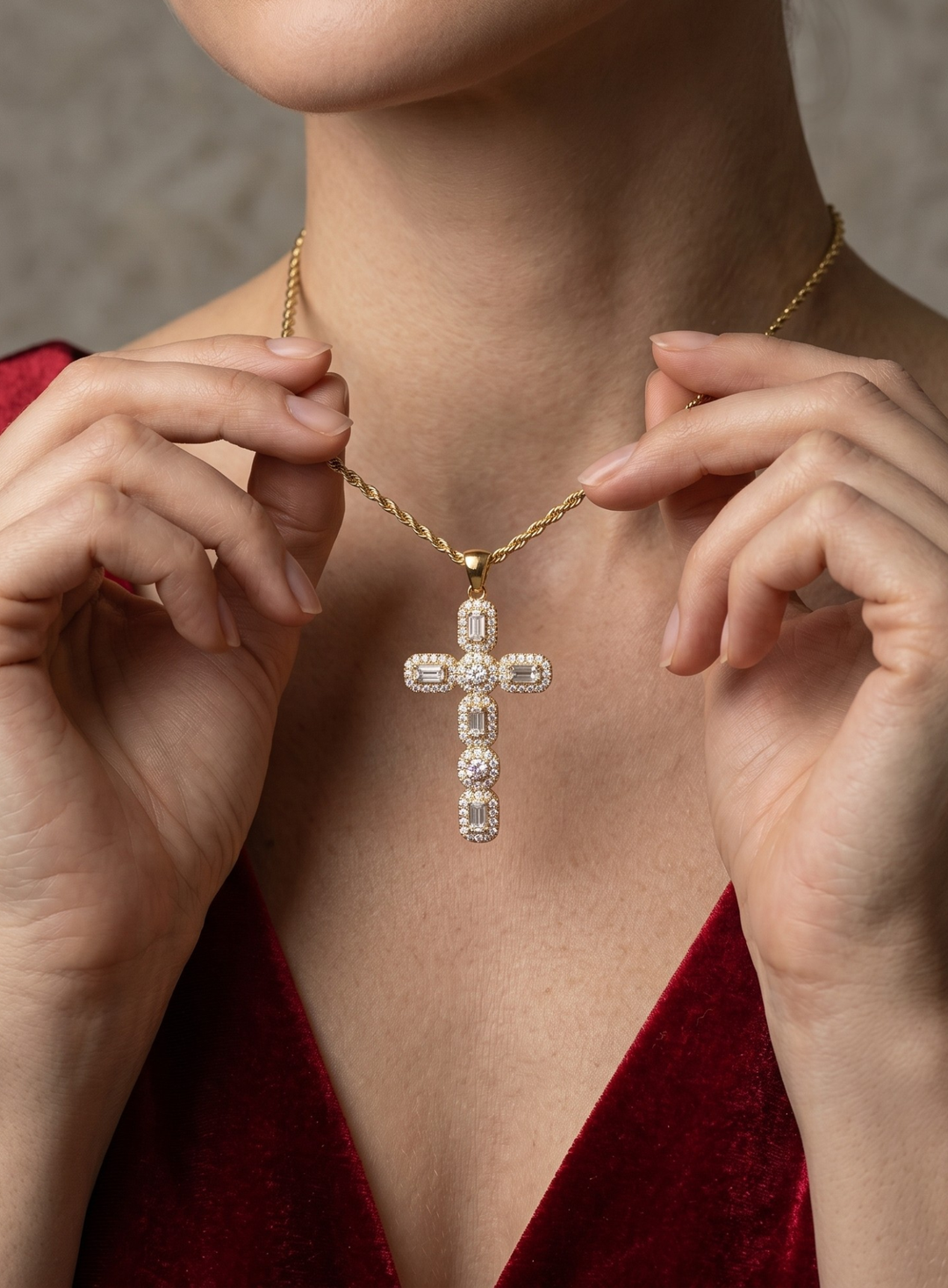 Elegant Zirconia Cross Necklace