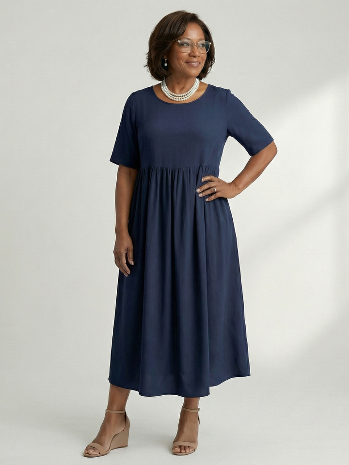 Cira | Simple Gather Midi Dress