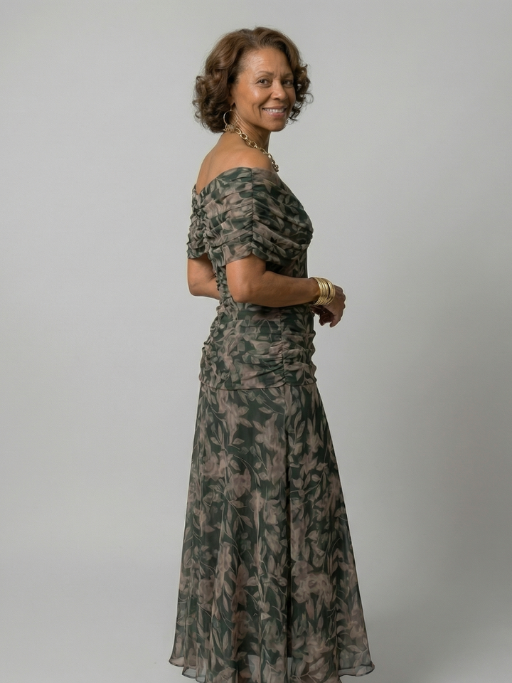 Vivienne | Off Shoulder Flow Midi Dress