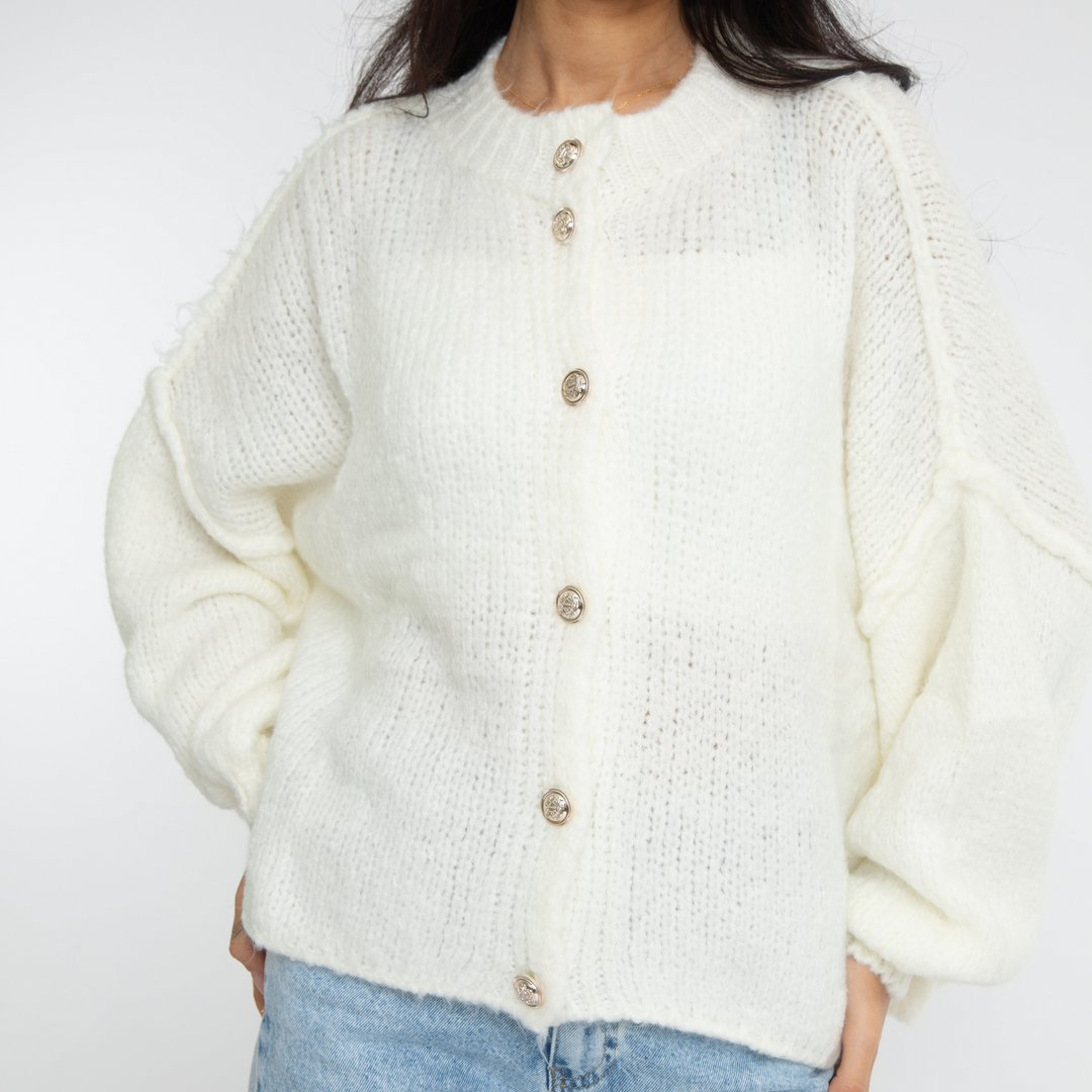 Elara | Oversized Gold-Accent Cardigan