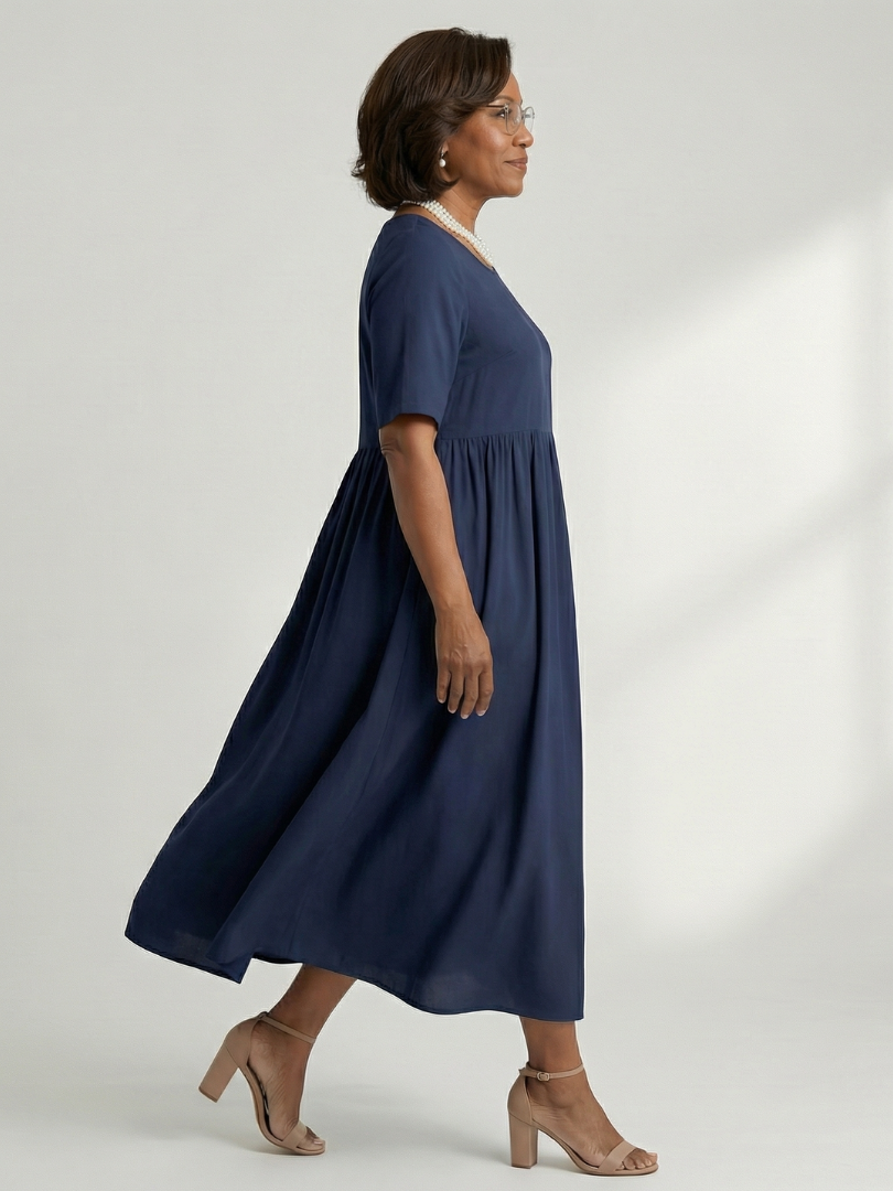Cira | Simple Gather Midi Dress