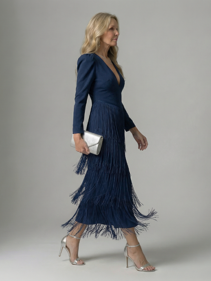 Norell | Fringe Layer Midi Dress