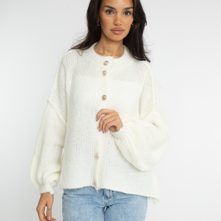 Elara | Oversized Gold-Accent Cardigan