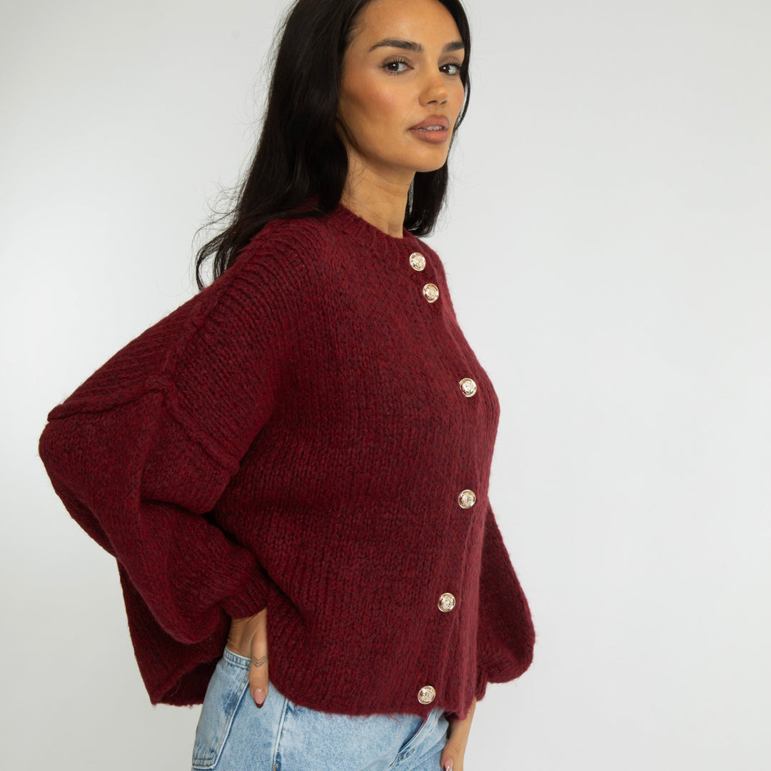 Elara | Oversized Gold-Accent Cardigan