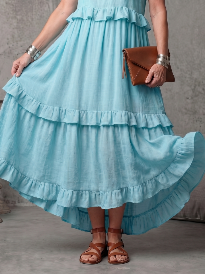 Katya | Tiered Ruffle Halter Maxi Dress